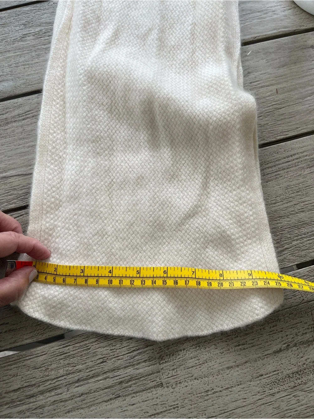 Garnet Hill 100% Cashmere Bisque White Knit Scarf Wrap 10”x70”